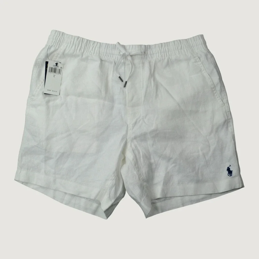 Polo Ralph Lauren Prepster Shorts L White 100% Linen Classic Fit 6